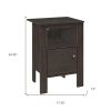 24" Brown Wood Nightstand – Modern Open‑Shelf Bedside Storage Accent