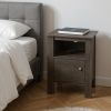 24" Brown Wood Nightstand – Modern Open‑Shelf Bedside Storage Accent