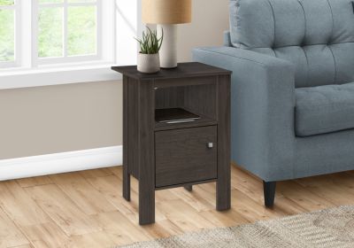 24" Brown Wood Nightstand – Modern Open‑Shelf Bedside Storage Accent