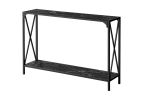 48" Black Faux Marble Console Table with Shelf – Modern Wood & Metal Entryway Accent
