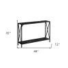 48" Black Faux Marble Console Table with Shelf – Modern Wood & Metal Entryway Accent