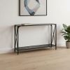 48" Black Faux Marble Console Table with Shelf – Modern Wood & Metal Entryway Accent