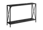 48" Black Faux Marble Console Table with Shelf – Modern Wood & Metal Entryway Accent