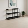 47" Black Wood & Metal Console Table – Modern Three‑Tier Freestanding Storage