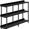 47" Black Wood & Metal Console Table – Modern Three‑Tier Freestanding Storage