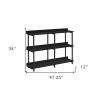 47" Black Wood & Metal Console Table – Modern Three‑Tier Freestanding Storage