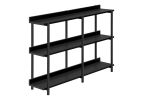 47" Black Wood & Metal Console Table – Modern Three‑Tier Freestanding Storage