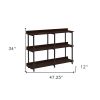 47" Brown & Black Wood Console Table – Modern Three‑Tier Freestanding Storage