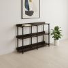 47" Brown & Black Wood Console Table – Modern Three‑Tier Freestanding Storage