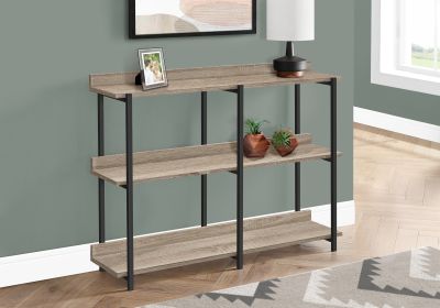 47" Taupe & Black Wood Console Table – Modern Three‑Tier Freestanding Storage