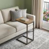 25" Oak & Black Distressed End Table – Handcrafted Solid Wood & Steel Accent
