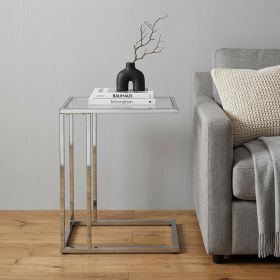 25" Chrome & Clear Glass Square End Table – Modern Minimalist Accent
