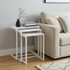 White Solid Wood & Steel Nesting Tables (Set of 3) – Modern Space‑Saving Accent