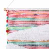51" Green, Red & White Abstract Wool Wall Tapestry – Bohemian Hanging Decor
