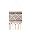 Red and White Geometric Cotton Square Hanging Tapestry