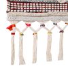 Red and White Geometric Cotton Square Hanging Tapestry