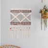 Red and White Geometric Cotton Square Hanging Tapestry