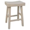 Antiqued White Solid Wood Backless Counter Stool – Saddle Seat