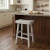 Antiqued White Solid Wood Backless Counter Stool – Saddle Seat