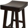 Espresso Solid Wood Backless Bar Height Bar Chair