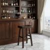 Espresso Solid Wood Backless Bar Height Bar Chair