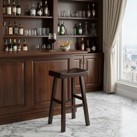 Espresso Solid Wood Backless Bar Height Bar Chair