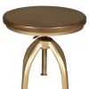 Brown and Gold Solid Wood and Steel Backless Adjustable Height Swivel Bar Chair