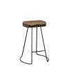 Set of Two 25" Chestnut and Black Solid Wood and Steel Backless Counter Height Bar Chairs