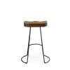 Set of Two 25" Chestnut and Black Solid Wood and Steel Backless Counter Height Bar Chairs