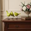 Lemongrass Green Polyresin and Metal Bird Sculptures – Set of Three
