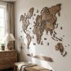 World Map Hanging Dimensional Sculpture – Dark Brown (Oversized)