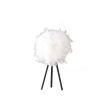 Black and White Faux Feather Tripod Table Lamp