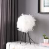 Black and White Faux Feather Tripod Table Lamp