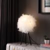Black and White Faux Feather Tripod Table Lamp