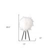 Black and White Faux Feather Tripod Table Lamp