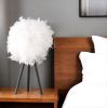 Black and White Faux Feather Tripod Table Lamp