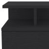 14" Black Wood Floating Nightstand – Modern Wall‑Mounted Drawer & Shelf Storage