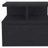 14" Black Wood Floating Nightstand – Modern Wall‑Mounted Drawer & Shelf Storage