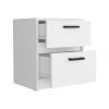 19" White Wood Nightstand – Modern Two‑Drawer Bedside Storage Accent