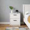 19" White Wood Nightstand – Modern Two‑Drawer Bedside Storage Accent