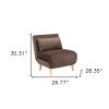 27" Brown & Natural Upholstered Convertible Sleeper Chair with Toss Pillow – Mid‑Century Space‑Saving Accent