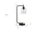 Black Metal Round Arched USB Table Lamp With Clear Drum Shade