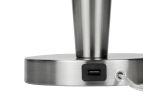 Set of Two Silver Metal Candlestick USB Table Lamps With Gray Drum Shade