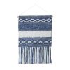 Denim Blue Geometric Macrame Fringe Wall Tapestry