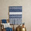 Denim Blue Geometric Macrame Fringe Wall Tapestry