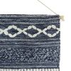 Denim Blue Geometric Macrame Fringe Wall Tapestry