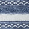 Denim Blue Geometric Macrame Fringe Wall Tapestry