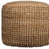 Natural Jute Blend Cube Pouf Ottoman
