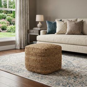 Natural Jute Blend Cube Pouf Ottoman