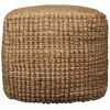 Natural Jute Blend Cube Pouf Ottoman